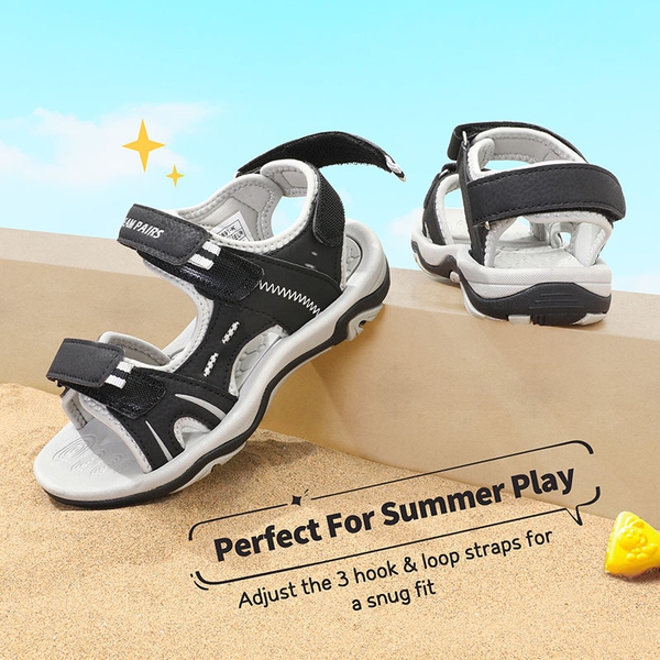 Boys And Girl Athletic Sandals - BLACK LIGHT GREY - 2